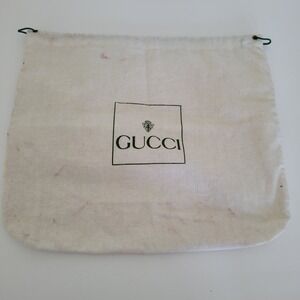 Gucci Vintage Dust Bag Off White Cotton Logo Storage Pouch 12x10 Fair Condition